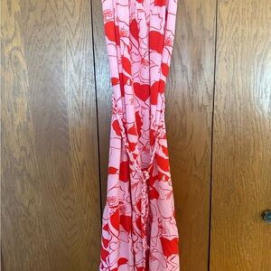 Sugarlips Red and Pink Floral Maxi Dress